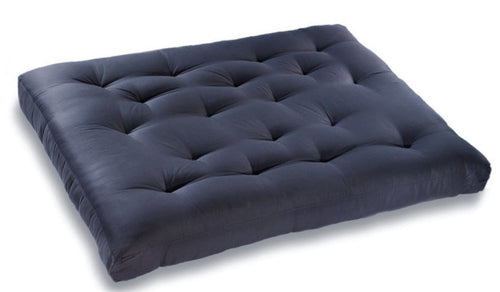 futon mattress in blue and black